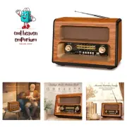 Large Vintage Bluetooth Radio - AM/FM/Shortwave, 15W Speaker, AUX/USB/TF Card...