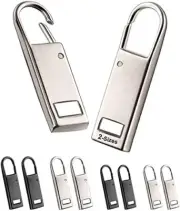 Upgraded Zipper Pull Replacement Metal Zipper Handle Mend Fixer Black/Silver