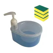2 in 1 Liquid Soap Dispenser, Refillable Soap Pump Dispenser with Scrubber Holder for Bar Bathroom Cafe Hotel