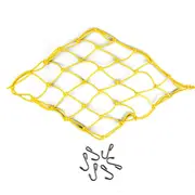 40X40Cm Motorcycle Adjustable 6 Hooks Luggage Cargo Helmet Mesh Elastic Net Yellow Colour