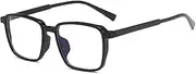 Blue Light Blocking Glasses - Fashion Square Fake Eyeglasses, Anti UV Ray Computer Gaming Glasses, Blue Blockers Glasses for Women/Men, Black, M