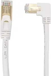 Cat6 Ethernet Cable 90 Degree Downward Right Angle for PC, Router, Modem, Printer, TV Box - 24AWG FTP Network Cable White (Left Angle, 6.6FT)