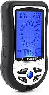 8-in-1 Multifunctional Electronic Altimeter Barometer Digital Compass Thermometer Portable Handheld Height Gauge Weather Forecast Barometric Pressure Tester Gauge