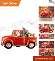 Red Truck Snow Globe - 11.3" - Swirling Glitter - Santa Claus - Christmas Decor
