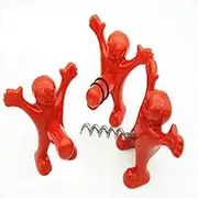 Walquicks 3 Pcs Red Amusing Happy Man Bottle Openers, Funny Cute Red Men of Novelty Wine Bottle Opener, for Corkscrew and Wine Bottle Stopper, Corkscrew, Novelty Bottle Opener