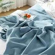 YOUR MOON Lightweight Cooling Blanket, Summer Cool Blanket for Hot Sleepers, Thin Breathable Soft Throw Double Side Cooling Blankets, Absorbs Heat to Keep Cool for Night Sweats(150x200cm,Blue)