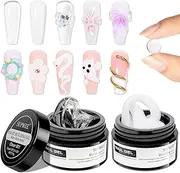 SUPWEE Solid Builder Gel 2PCS Clear & White 3D Nail Art Gel Kit with 36PCS Nail Forms for Sculpting Carving Modeling and Extension Soak Off U V Home Diy Manicure