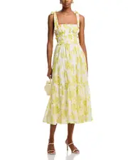 Aqua Floral Tie Strap Midi Dress - Exclusive