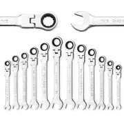 12-Piece SAE Flex-Head Ratcheting Wrench Set, Professional Chrome Vanadium St...