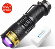 UV Torch 395Nm Ultraviolet LED Blacklight Mini Zoomable Flashlight Detector Port