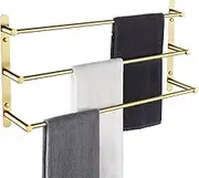 KOKOSIRI Bath Towel Bars Bathroom 3-Tiers Ladder Towel Holder Rails Wall Mounted Towels Shelves Rack Stainless Steel, Brushed Gold Finish, B5002BG