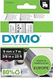 DYMO S0720670 D1 Label Cassette Tape 9mm x 7M - Black on Clear