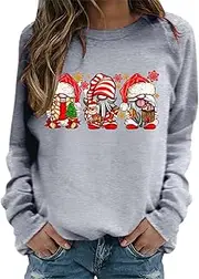 [Generic] Christmas Sweatshirts for Women Funny Xmas Christmas Sweater Crewneck Long Sleeve Ugly Sweaters Casual Pullover, A-grey, Medium