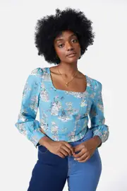 Skelly Toile Puff Sleeve Top