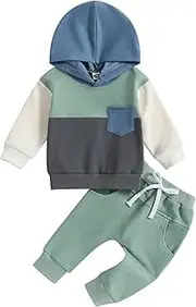 [YINGISFITM] Toddler Baby Boy Fall Clothes Checkerboard Long Sleeve Zip Hoodie Sweatshirt Jacket Long Pants Winter Outfits