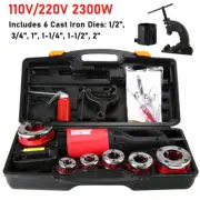 Portable Electric Pipe Threader Threading Machine 2300W W/6pc NPT Die 1/2" To 2"