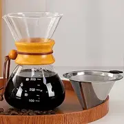 Jabykare Pour Over Coffee Maker Glass Coffee Pot Manual Drip Coffee Brewer with coffee Filter for Home, Travel (400 ml, Brown)