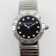2023 New Bulgari 102145 Blvgari 26mm Steel Black Diamond Dial Lady Quartz Watch
