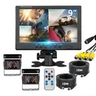 9'' Quad Monitor 2x 4PIN Rear View Reversing Cameras 2x 15m 12-24V For Truck Rv