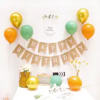 在飛比找momo購物網優惠-寶寶生日周歲掛旗氣球組1組(韓系 派對 氣球 生日 布置 森
