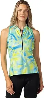 [TERRY] Sun Goddess Cycling Jersey Womens, Sleeveless Racerback Tank Top for Women UPF 40+ Sun Protection 10 Inch Zip