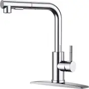 Kitchen Faucet, Chrome Kitchen Sink Faucet with Pull down Sprayer, Commercial Pu