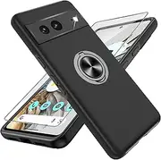 for Pixel 7 Case with HD Screen Protector,Shockproof for Google Pixel 7 Phone Case with 360° Magnetic Ring Holder Kickstand Phone Case for Google Pixel 7,Black