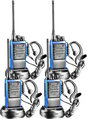 Rechargeable Long Range Two-way Radios with Earpiece 4 Pack AR-6 Walkie Talki...