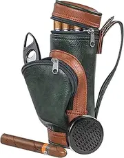 Semikk Golf Ball Zipper Pouch Bag, Travel Leather Cigar Humidor Case, Golf Ball Bag with Cutter, Army Green