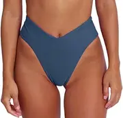 [geluboao] Women's Bikini Bottom Sexy V Cut High Cut Swimsuit High Waisted Bathing Suit Bottoms