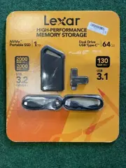 Lexar Blaze 1TB Portable External SSD USB 3.2 Gen 2x2 NVMe 64GB USB-C Flash