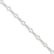 [JewelryWeb] 925 Sterling Silver Open back Fancy Lobster Closure Solid Polished Fancy Link Anklet Lobster Claw Measures 6mm Wide Jewelry Gifts for Women - 23 Centimeters