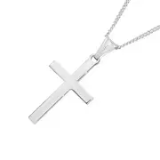 Silver 25mm Square Edge Cross Pendant