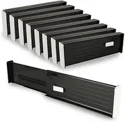 LDHHYH 8PCS Adjustable Dividers, 11-18" Expandable Kitchen Clothes Drawer Organiser, Plastic Separators for Bedroom Office Desk, Black