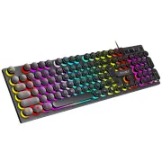 T-WOLF T80 USB Wired Round Keyboard 104Keys Rainbow RGB Backlight Gaming Keyboard Mechanical Feel Computer Punk Button K