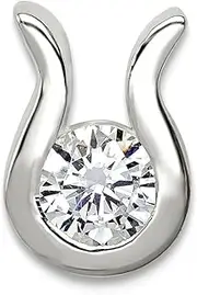 [JewelryWeb] 925 Sterling Silver Solid CZ Simulated Diamond Pendant Necklace 11x8mm Wide-Pendant for Women