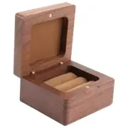 1pc Wooden Ring Box Case Organizer Jewelry Storage Case Double Ring Box for