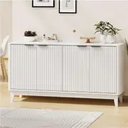 Oikiture Buffet Sideboard Storage Cabinet 4 Doors Cupboard Hallway Table White