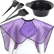 Aswewamt 5Pcs Hair Dye Bowl and Brush Kit Hairdressing Cape Double-Sided Coloring Comb Hair Salon Hairdressing for Women Men, Purple
