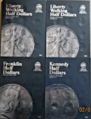 4 - Whitman Folders for Half Dollars 9021&9027 Liberty;9032 Franklin & 9699JFK