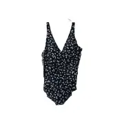 Miraclesuit 16 Navy Blue White Polka Dot One Piece Swimsuit Slimming Classic