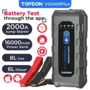 TOPDON 2000A Jump Starter &12V Battery Tester Power Bank Booster VS2000Plus