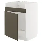 METOD base cab f HAVSEN single bowl sink, white/Havstorp brown-beige, 60x60x80 cm