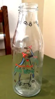 Anthropologie George & Viv Milk Bottle Penguins Pride Egg Nog Pint New
