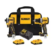 DEWALT 20V MAX XR Cordless Drill/Driver Impact Driver 2 Tool Combo Kit 2 2.0Ah B