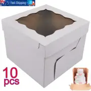 10pcs Window Face Tall Display Wedding Boxes 10" Inch Clear Cake Cupcake Box AU