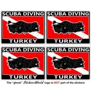 TURKEY SCUBA DIVING Flag-Turkish Map Shape Rectangular Stickers, Decals 50mm x4