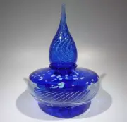 HAND BLOWN GLASS CREMATION URN OR BOWL & SCULPTURE PAIR, BLUE, DIRWOOD, n3772