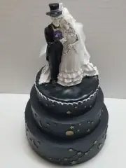 Bride & Groom Wedding Cake Topper Gothic Couple Halloween Celestial Theme 9" New