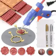 Wax Seal Kits, WASOHLING 40Pcs Sealing Wax Sticks with Glue Gun, Wax Seal Molds